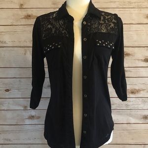 Lace Button Down